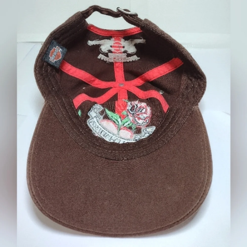 Harley Davidson Bahamas Women's Brown Cap with Embroidered Rose and Heart